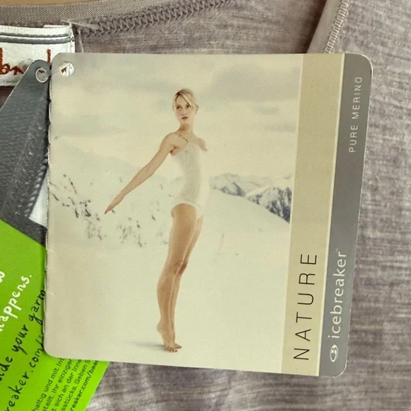 Icebreaker Heather Gray Long Sleeve Silk Weight Women's Top - Picture 3 of 5